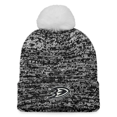 Shop Fanatics Branded Black Anaheim Ducks Glimmer Cuffed Knit Hat With Pom