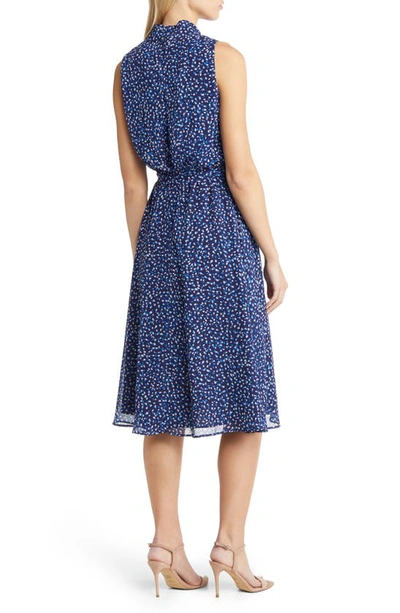 Shop Eliza J Abstract Print Sleeveless A-line Dress In Navy