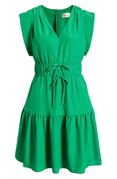 Eliza J Obi Gathered Tie Waist Dress In Green
