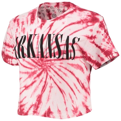 Shop Pressbox Cardinal Arkansas Razorbacks Showtime Tie-dye Crop T-shirt