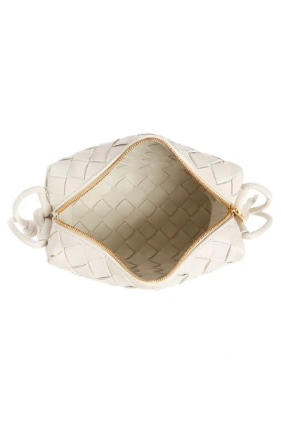 Shop Bottega Veneta Mini Intrecciato Leather Crossbody Bag In 9009 White-gold