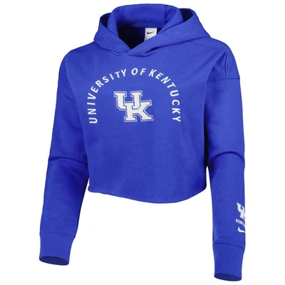 Shop Nike Royal Kentucky Wildcats 2-hit Cropped Pullover Hoodie