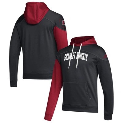 Shop Adidas Originals Adidas Black/scarlet Rutgers Scarlet Knights Block Stadium Aeroready Pullover Hoodie