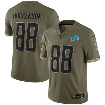 Nike T.j. Hockenson Olive Detroit Lions 2022 Salute To Service