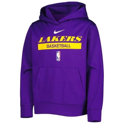 Shop Nike Youth  Purple Los Angeles Lakers Spotlight Practice Performance Pullover Hoodie
