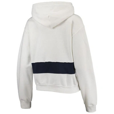Shop Refried Apparel White/navy Milwaukee Brewers Cropped Pullover Hoodie