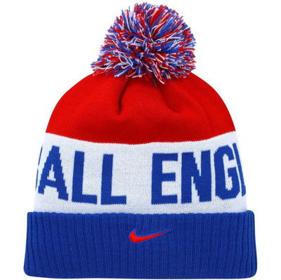 Shop Nike Blue/red England National Team Classic Stripe Cuffed Knit Hat With Pom