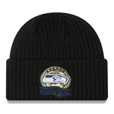 Shop New Era Youth  Black Seattle Seahawks 2022 Salute To Service Knit Hat
