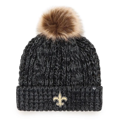 Shop 47 ' Black New Orleans Saints Logo Meeko Cuffed Knit Hat With Pom