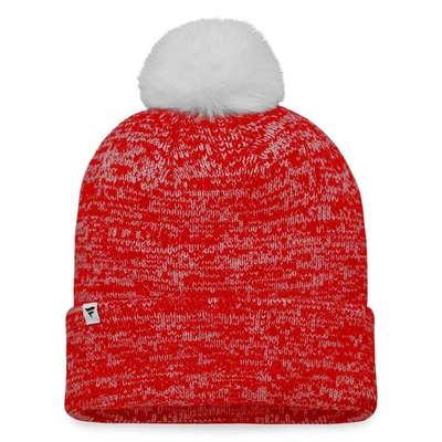 Shop Fanatics Branded Red Calgary Flames Glimmer Cuffed Knit Hat With Pom