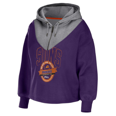 Shop Wear By Erin Andrews Purple Phoenix Suns Pieced Quarter-zip Hoodie Jacket
