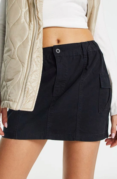 Shop Asos Design Cargo Miniskirt In Black
