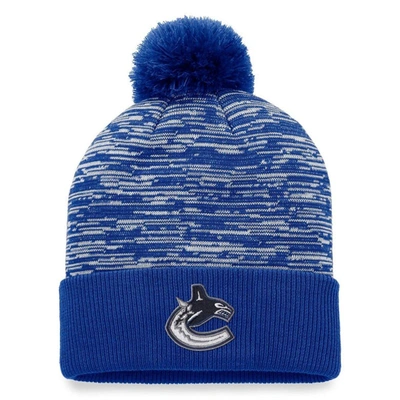 Shop Fanatics Branded Blue Vancouver Canucks Defender Cuffed Knit Hat With Pom