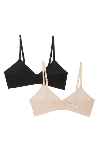 Shop On Gossamer Next To Nothing 2-pack Bralettes In Champ/blk