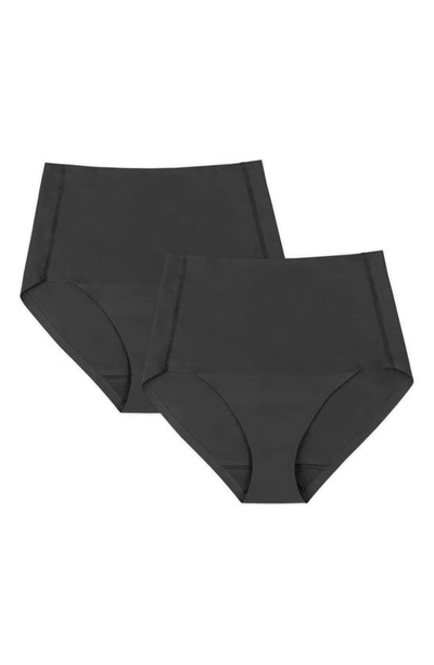 Shop Proof Assorted 2-pack Period & Leak Resistant High Waist Super Light Absorbency Smoothing Briefs In Black/ Black