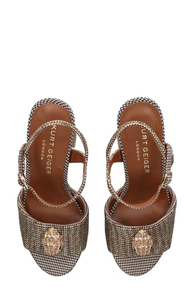 Kurt Geiger London Womens Beige Kensington Houndstooth Woven Platform Sandals In Dark Beige