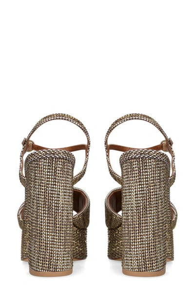 Kurt Geiger London Womens Beige Kensington Houndstooth Woven Platform Sandals In Dark Beige