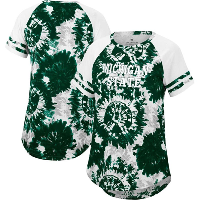 Shop Colosseum Green/white Michigan State Spartans Annie Oversized Tie-dye Raglan T-shirt