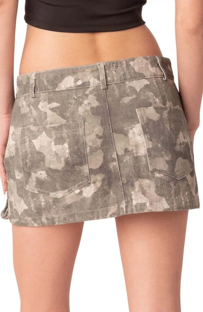 Edikted Camo Cotton Cargo Miniskirt In Olive