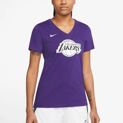 Shop Nike Purple Los Angeles Lakers 2022/23 City Edition Essential V-neck T-shirt