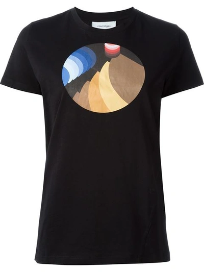 Courrèges Circle Print T-shirt In Black