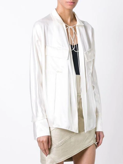 Shop Alexandre Vauthier Drawstring Shirt - White