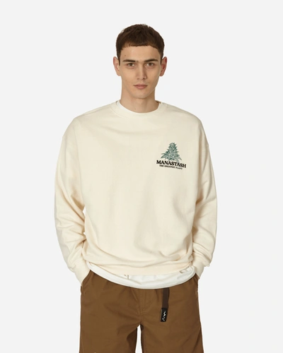 Shop Manastash Cascade Crewneck Sweatshirt Natural In White