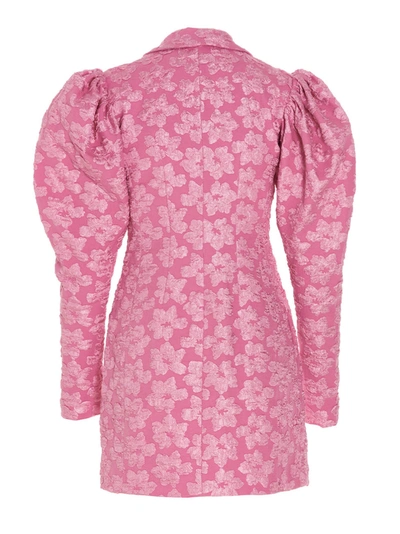 Shop Rotate Birger Christensen Jacquard Floral Blazer Jacket In Pink