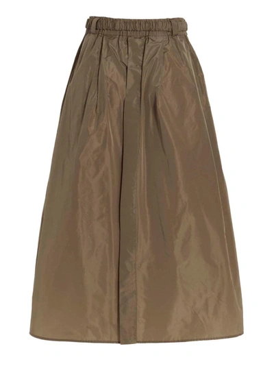 Shop Brunello Cucinelli Taffeta Skirt In Brown
