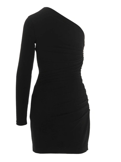 Shop Dsquared2 Draped One Shoulder Dress In Black
