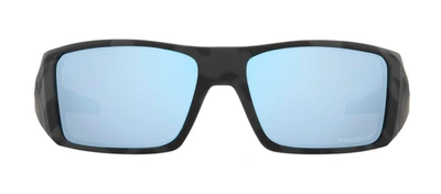 Shop Oakley Heliostat Oo9231-05 Wrap Polarized Sunglasses In Blue