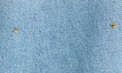 Shop Valentino Roman Stud Embellished Denim Jacket In 558-medium Blue Denim
