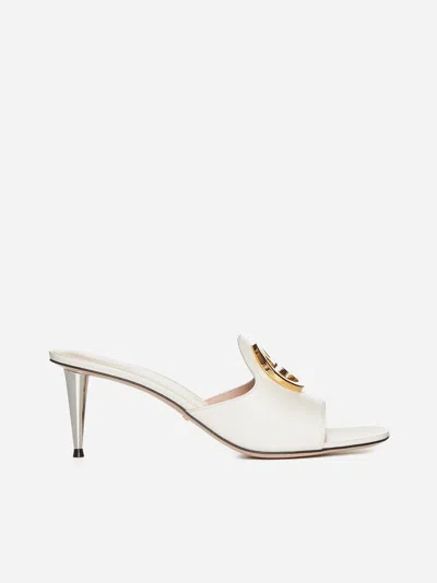 Shop Gucci Blondie Leather Sandals In Mystic White