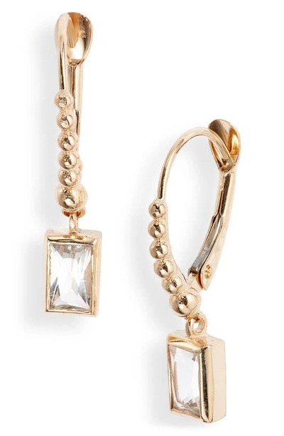 Shop Anzie Carr White Topaz Baguette Drop Earrings In Yellow