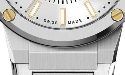 Shop Ferragamo F-80 Swiss Quartz Bracelet Watch, 44mm In Stainless Steel