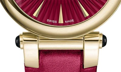 Shop Ferragamo Idillio Croc Embossed Leather Strap Watch, 36mm In Gold