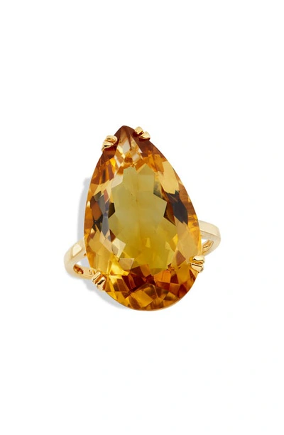 Shop Savvy Cie Jewels Sterling Silver & Pear Citrine Ring In Yellow