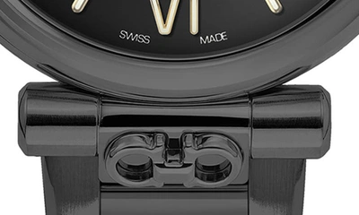 Ferragamo Ora Black Dial Stainless Steel Bracelet Watch, 40mm X 8.9mm In Black