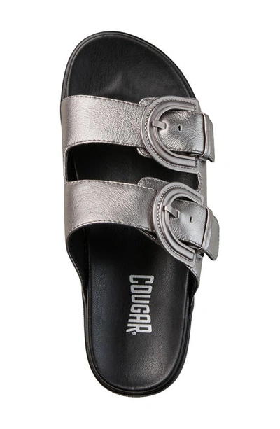Shop Cougar Pepa Slide Sandal In Metallic Silver Leather