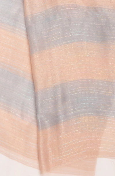 Saachi Shiny Stripe Silk Blend Scarf In Pink