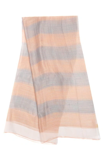 Saachi Shiny Stripe Silk Blend Scarf In Pink