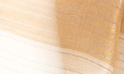 Saachi Shiny Stripe Silk Blend Scarf In Beige