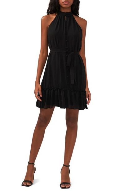 Shop Halogen ® Halter Neck Belted Minidress In Rich Black