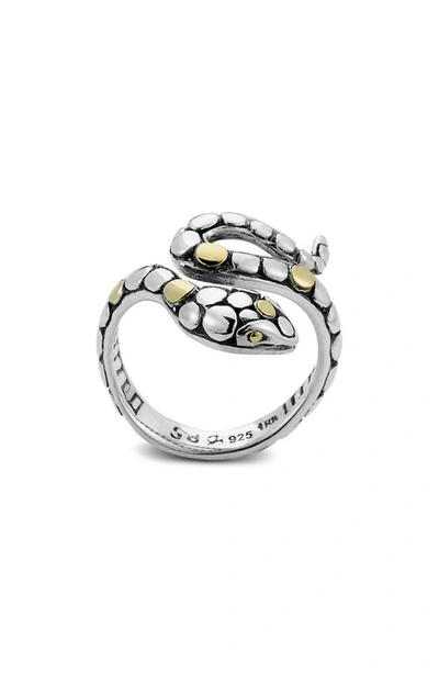 Samuel B. 18k Yellow Gold & Sterling Silver Snake Ring In Silver/ Gold