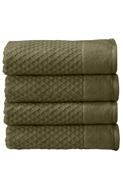 Woven & Weft Diamond Texture Towel 4-piece Set In Olive