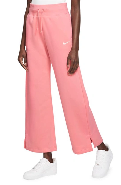 Shop Nike Sportswear Phoenix High Waist Wide Leg Sweatpants In Coral/ Sail