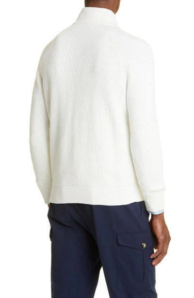 Shop Brunello Cucinelli Zip Front Cotton Sweater In Cx816 Panama
