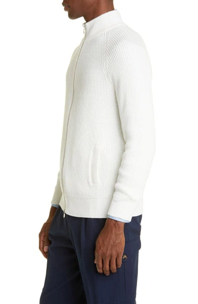 Shop Brunello Cucinelli Zip Front Cotton Sweater In Cx816 Panama