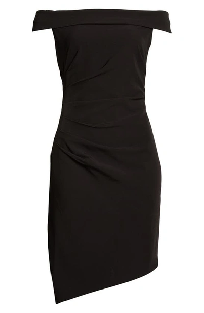 Shop Milly Ally Cady Asymmetric Hem Off The Shoulder Dress In Black