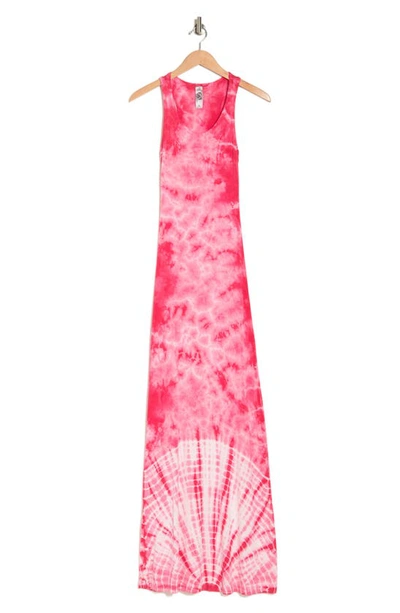 Shop Go Couture Tie-dye Maxi Dress In Ivory Red Button